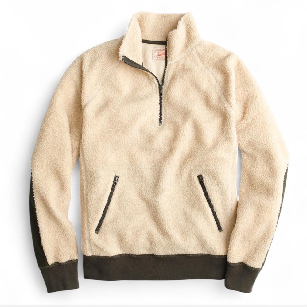 MSRP $138 J. Crew NY The Sporting Life Grizzly Zip Fleece Sherpa Pullover Size L